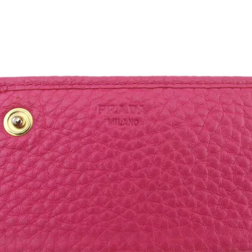 PRADA long wallet logo pink leather x gold hardware Authentic Used - Picture 9 of 9